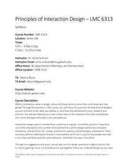 Lmc 6313 Principles of Interaction Design