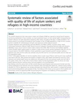 Systematic Review of Factors Associated with Quality of Life of Asylum Seekers and Refugees in High-Income Countries Catharina F