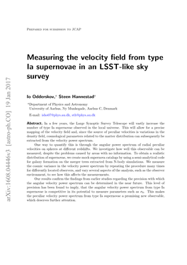 Measuring the Velocity Field from Type Ia Supernovae in an LSST-Like Sky