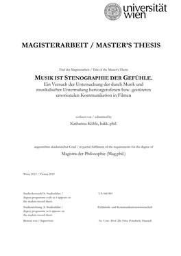 Magisterarbeit / Master's Thesis