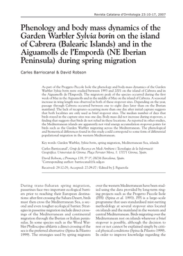 Phenology and Body Mass Dynamics of the Garden Warbler