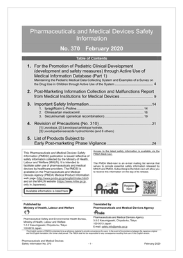 Pharmaceuticals and Medical Devices Safety Information No