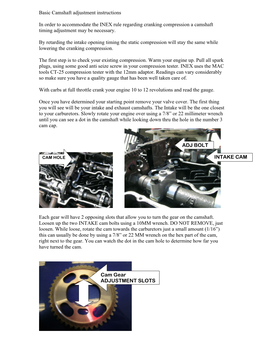 Basic Camshaft Adjustment Instructions in Order To