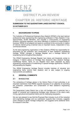 Queenstown Lakes District Plan Review, Chapter 26: Historic Heritage