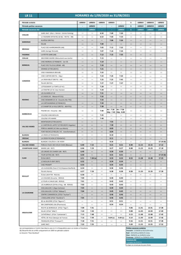 LR 11 HORAIRES Du 1/09/2020 Au 31/08/2021