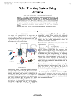 Solar Tracking System Using Arduino Pratik Pawar, Ashish Yadav, Pritam Makwana, Shubham Patil