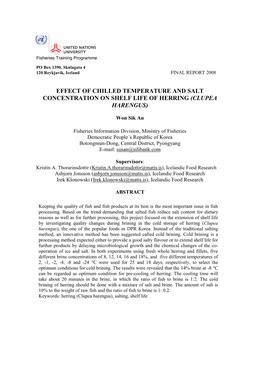 Effect of Chilled Temperature and Salt Concentration on Shelf Life of Herring (Clupea Harengus)