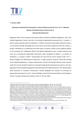 1ST AUGUST, 2018 Regulation 42(1)