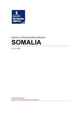 Country of Origin Information Report Somalia July 2008