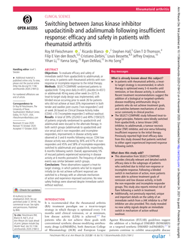 Switching Between Janus Kinase Inhibitor Upadacitinib and Adalimumab Following Insufficient Response: Efficacy and Safety In