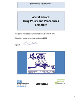Wirral Schools Drug Policy and Procedures Template
