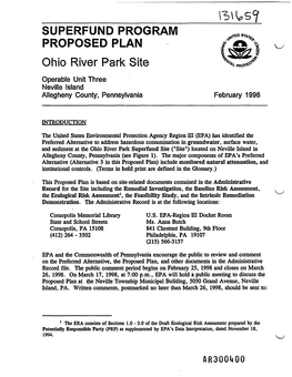 Ohio River Park Site Operable Unit Three Neville Island Allegheny County, Pennsylvania February 1998