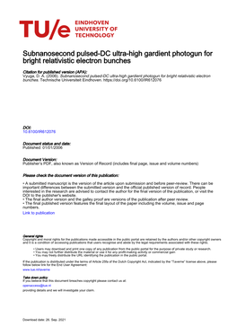 Subnanosecond Pulsed-DC Ultra-High Gardient Photogun for Bright Relativistic Electron Bunches