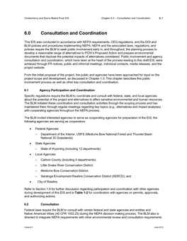 6.0 Consultation and Coordination