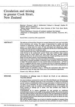 Circulation and Mixing in Greater Cook Strait, New Zealand