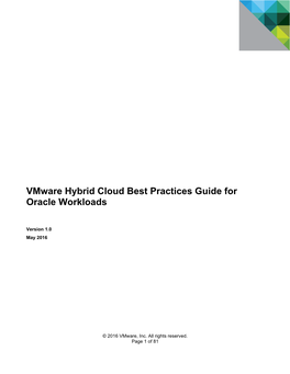 Oracle Databases on Vmware Best Practices Guide Provides Best Practice Guidelines for Deploying Oracle Databases on Vmware Vsphere®