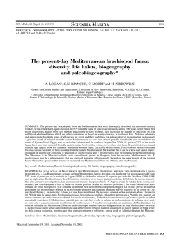 The Present-Day Mediterranean Brachiopod Fauna: Diversity, Life Habits, Biogeography and Paleobiogeography*