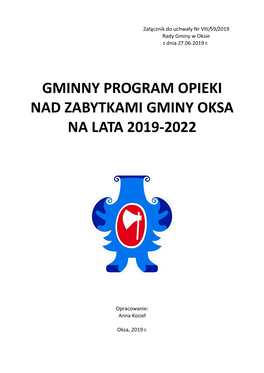 Program Opieki Nad Zabytkami Gminy Oksa 2019-2022