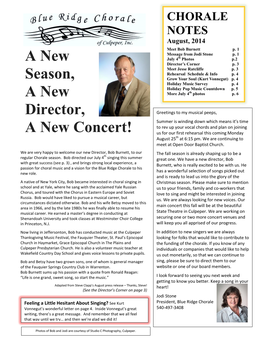 Chorale Newsletter