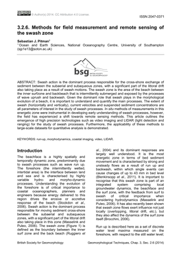 3.2.6. Methods for Field Measurement and Remote Sensing of the Swash Zone