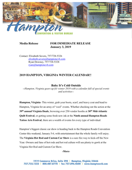 2019 Hampton, Virginia Winter Calendar!!