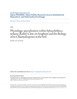 Physiologic Specialization Within Sphacelotheca Reiliana (Kühn) Clint