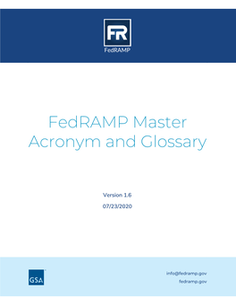 Fedramp Master Acronym and Glossary Document