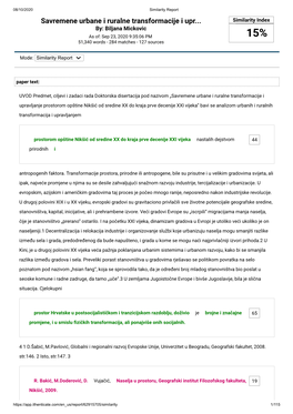 Savremene Urbane I Ruralne Transformacije I Upr... Similarity Index By: Biljana Mickovic As Of: Sep 23, 2020 9:35:06 PM 15% 51,340 Words - 284 Matches - 127 Sources