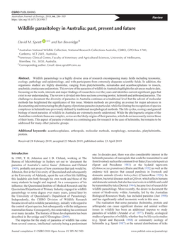 Wildlife Parasitology in Australia: Past, Present and Future