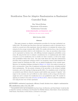 Stratification Trees for Adaptive Randomization in Randomized