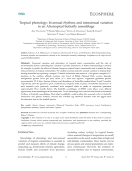 Tropical Phenology: Bi-Annual Rhythms and Interannual Variation in an Afrotropical Butterfly Assemblage 1, 2 3 4 ANU VALTONEN, FREERK MOLLEMAN, COLIN A