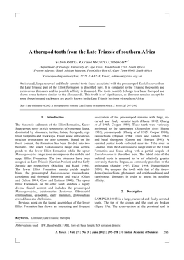 A Theropod Tooth from the Late Triassic of Southern Africa