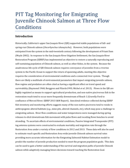 PIT Tag Monitoring for Emigrating Juvenile Chinook Salmon at Three Flow Conditions