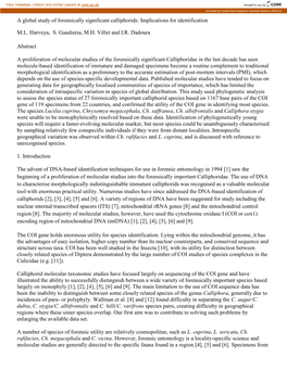 A Global Study of Forensically Significant Calliphorids: Implications for Identification