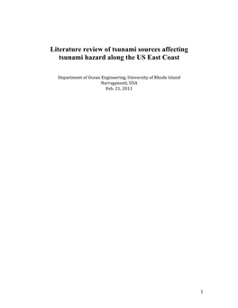 Literature Review of Tsunami Sources Affecting Tsunami Hazard Along the US East Coast