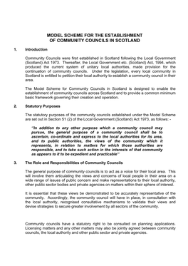 Model Scheme for the Establishment of Community Councils in Scotland