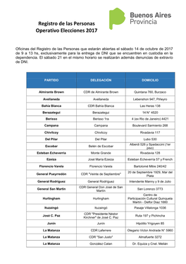 Registro De Las Personas Operativo Elecciones 2017