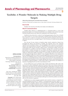 Taxifolin: a Wonder Molecule in Making Multiple Drug Targets