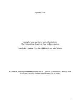 Unemployment and Labor Market Institutions: the Failure of the Empirical Case for Deregulation