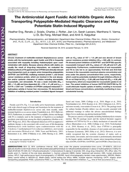 The Antimicrobial Agent Fusidic Acid Inhibits Organic Anion Transporting Polypeptide–Mediated Hepatic Clearance and May Potentiate Statin-Induced Myopathy