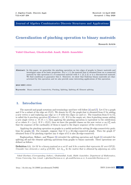 Generalization of Pinching Operation to Binary Matroids