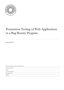 Penetration Testing of Web Applications in a Bug Bounty Program