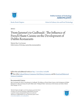 'From Jammet's to Guilbauds': the Influence of French Haute Cuisine on the Development of Dublin Restaurants