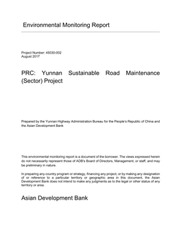 45030-002: Yunnan Sustainable Road Maintenance (Sector) Project