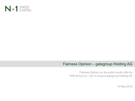 Fairness Opinion – Gategroup Holding AG