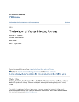 The Isolation of Viruses Infecting Archaea