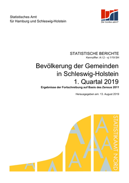 In Schleswig-Holstein 1. Quartal 2019 Bevölkerung Der Gemeinden