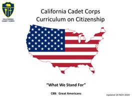 California Cadet Corps Curriculum on Citizenship