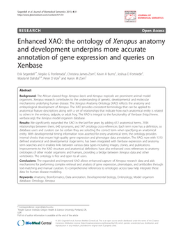 Enhanced XAO: the Ontology of Xenopus Anatomy And