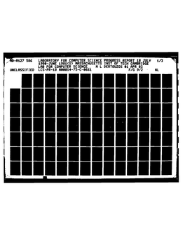 LABORATORY for COMPUTER SCIENCE'progress REPORT Ig JULY 1/3 1986-JUNE 1981(U) MASSACHUSETTS INST of TECH CAMBRIDGE LAB for COMPUTER SCIENCE